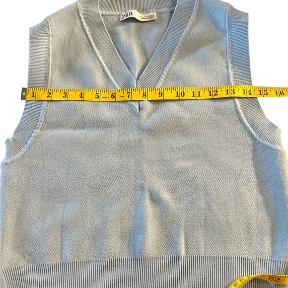 Zara Blue Sleeveless Crop Tank Top - Picture 4 of 6